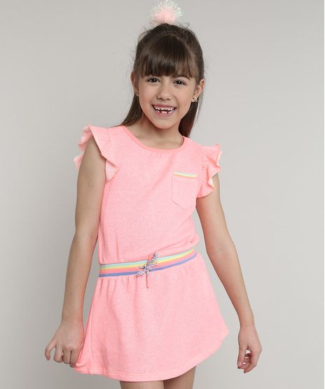 Vestido-Infantil-com-Bolso-e-Cordao-Manga-Curta-Rosa-Neon-9580646-Rosa_Neon_1