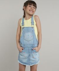 Jardineira-Short-Saia-Jeans-Infantil-com-Bordado-Neon-Azul-Claro-9638825-Azul_Claro_1