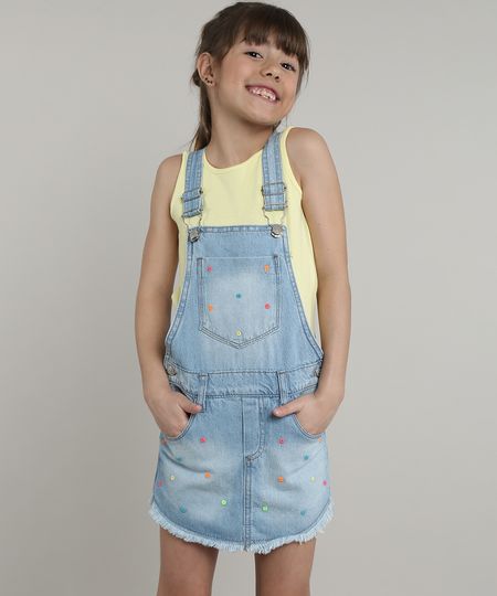 Jardineira-Short-Saia-Jeans-Infantil-com-Bordado-Neon-Azul-Claro-9638825-Azul_Claro_1