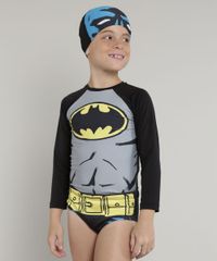 Conjunto-de-Camiseta-de-Praia-Infantil-Batman---Sunga---Touca-Preta-9667867-Preto_1