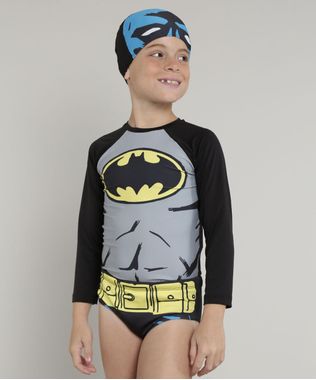 Conjunto-de-Camiseta-de-Praia-Infantil-Batman---Sunga---Touca-Preta-9667867-Preto_1