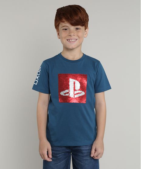Camiseta-Infantil-Playstation-com-Paete-Dupla-Face-Manga-Curta-Azul-9673092-Azul_1