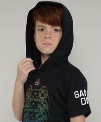 Camiseta-Infantil-PlayStation-com-Capuz-Manga-Curta-Preta-9660725-Preto_5