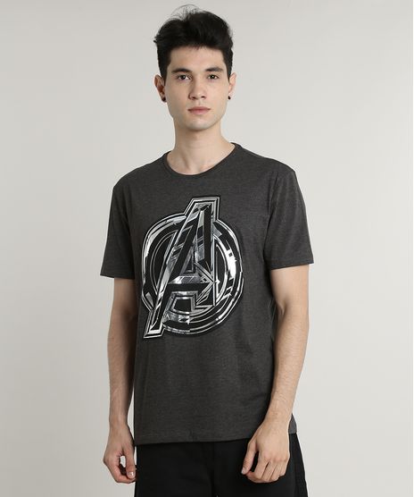 Camiseta-Masculina-Os-Vingadores-Metalizada-Manga-Curta-Gola-Careca-Cinza-Mescla-Escuro-9385097-Cinza_Mescla_Escuro_1