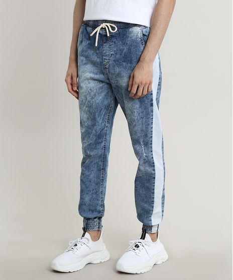 Calca-Jeans-Masculina-Jogger-com-Faixa-Lateral-Azul-Claro-9531772-Azul_Claro_1