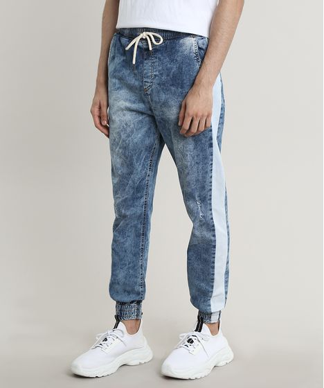 calça jeans masculina faixa lateral
