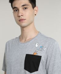 Camiseta-Masculina-Pernalonga-com-Bolso-Manga-Curta-Gola-Careca-Cinza-Mescla-9623020-Cinza_Mescla_4