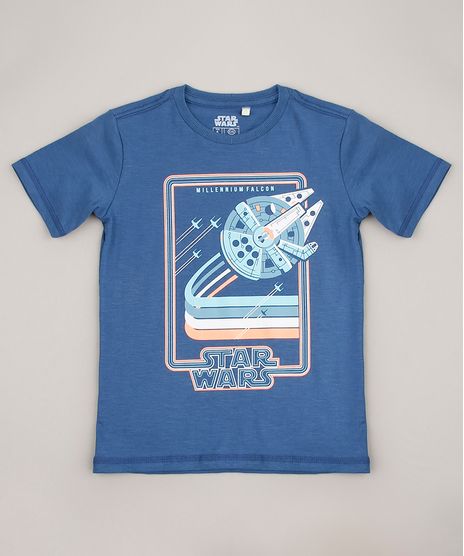 Camiseta-Infantil-Star-Wars-Millennium-Falcon-Manga-Curta-Azul-9675699-Azul_1