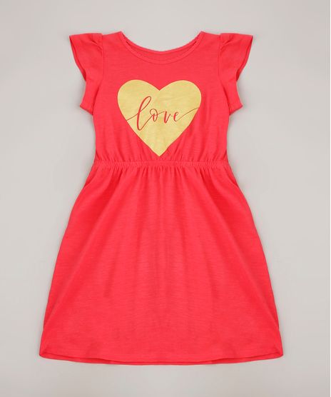 Vestido-Infantil--Love--Coracao-Manga-Curta-Coral-9619971-Coral_1