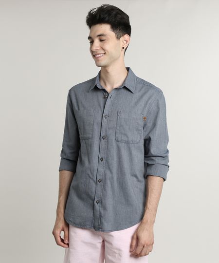 Camisa-Masculina-Tradicional-com-Bolsos-Manga-Longa-Azul-9542576-Azul_1