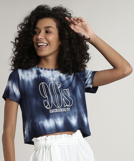 Blusa-Feminina-Cropped--90-s--Estampada-Tie-Dye-Manga-Curta-Azul-Marinho-9617704-Azul_Marinho_1 Blusa-Feminina-Cropped--90-s--Estampada-Tie-Dye-Manga-Curta-Azul-Marinho-9617704-Azul_Marinho_1