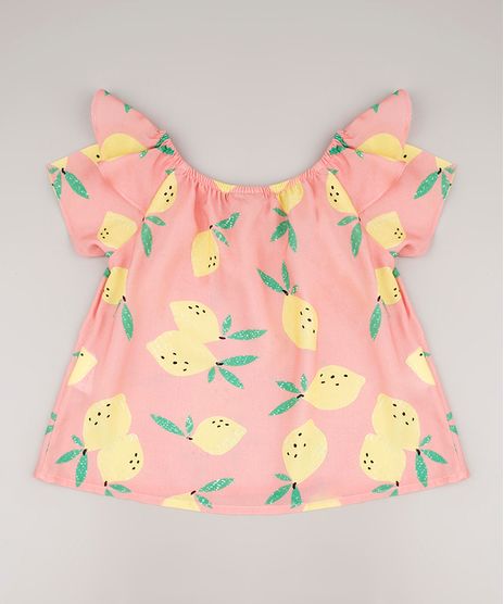 Blusa-Infantil-Estampada-de-Limao-Siciliano-com-Babado-Manga-Curta-Coral-9682739-Coral_1