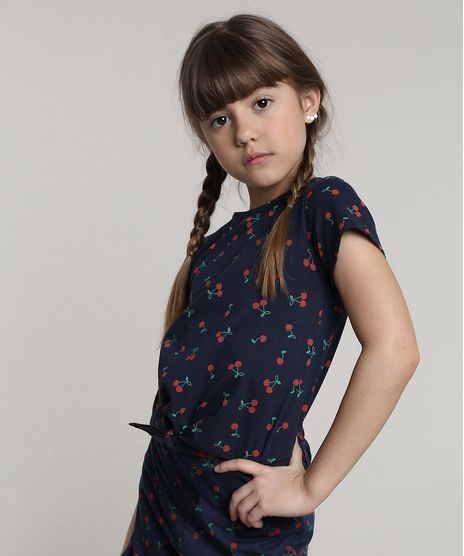 Blusa-Infantil-Estampada-de-Cerejas-com-Amarracao-Manga-Curta-Azul-Marinho-9668932-Azul_Marinho_1