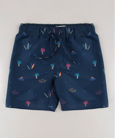 Bermuda-Surf-Infantil-Estampada-Praia-com-Cordao-Azul-Marinho-9559534-Azul_Marinho_1