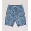 Bermuda-de-Sarja-Infantil-Estampada-de-Folhagem-com-Cordao--Azul-9690564-Azul_1