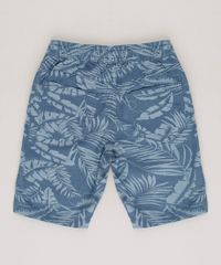 Bermuda-de-Sarja-Infantil-Estampada-de-Folhagem-com-Cordao--Azul-9690564-Azul_2