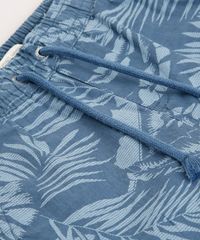 Bermuda-de-Sarja-Infantil-Estampada-de-Folhagem-com-Cordao--Azul-9690564-Azul_3