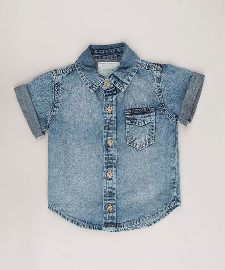 Camisa-Jeans-Infantil-com-Bolso-Manga-Curta-Azul-Medio-9684470-Azul_Medio_1