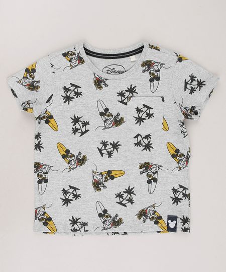 Camiseta-Infantil-Mickey-Estampada-Tropical-com-Bolso-Manga-Curta-Cinza-Mescla-9674530-Cinza_Mescla_1