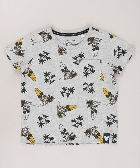 Camiseta-Infantil-Mickey-Estampada-Tropical-com-Bolso-Manga-Curta-Cinza-Mescla-9674530-Cinza_Mescla_1