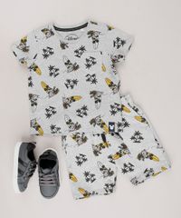 Camiseta-Infantil-Mickey-Estampada-Tropical-com-Bolso-Manga-Curta-Cinza-Mescla-9674530-Cinza_Mescla_3