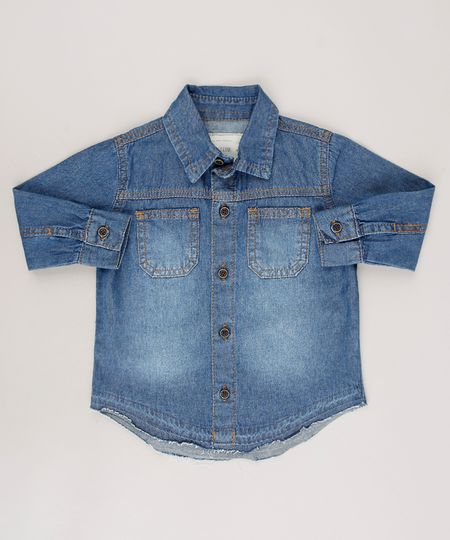 Camisa-Jeans-Infantil-com-Bolsos-Barra-Desfiada-Manga-Longa-Azul-Escuro-9635844-Azul_Escuro_1 Camisa-Jeans-Infantil-com-Bolsos-Barra-Desfiada-Manga-Longa-Azul-Escuro-9635844-Azul_Escuro_1
