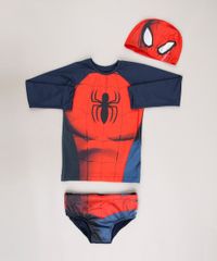 Conjunto-de-Camiseta-de-Praia-Infantil-Homem-Aranha---Touca---Sunga-Azul-Marinho-9667868-Azul_Marinho_1