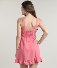 Vestido-Feminino-Curto-com-Linho-e-Botoes-Alca-Media-Rosa-Escuro-9670979-Rosa_Escuro_2