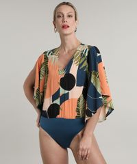 Body-Feminino-Bluse-Estampado-de-Folhagem-Manga-3-4-Decote-V-Azul-Petroleo-9647703-Azul_Petroleo_4