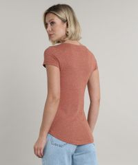 Blusa-Feminina-Basica-Botone-Manga-Curta-Decote-Redondo-Laranja-Escuro-9278286-Laranja_Escuro_2
