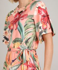 Vestido-Feminino-Curto-Estampado-de-Caju-com-Faixa-para-Amarrar-Manga-Curta-Coral-9706145-Coral_4