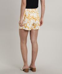 Short-Feminino-Estampado-de-Coqueiros-em-Linho-com-Bolsos-e-Faixa-para-Amarrar-Mostarda-9637740-Mostarda_2