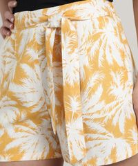 Short-Feminino-Estampado-de-Coqueiros-em-Linho-com-Bolsos-e-Faixa-para-Amarrar-Mostarda-9637740-Mostarda_4