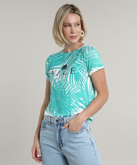 Blusa-Feminina--Nice--Estampada-de-Folhagem-Manga-Curta-Decote-Redondo-Off-White-9702230-Off_White_1