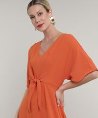 Vestido-Feminino-Curto-com-No-Manga-Curta-Laranja-9649859-Laranja_4