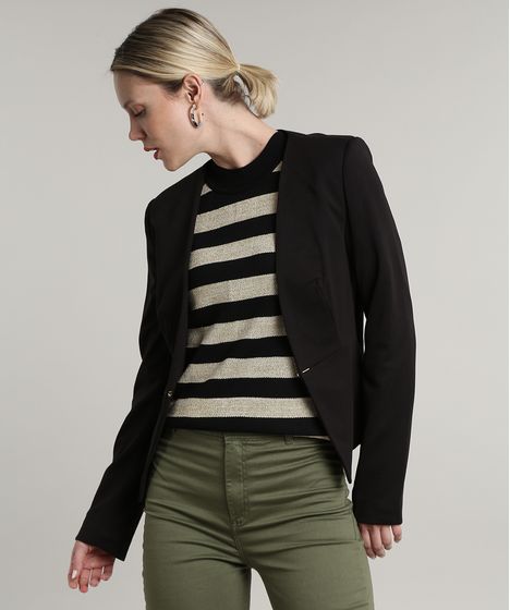 blazer preto feminino c&a