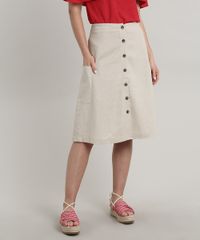 Saia-Feminina-Midi-em-Linho-com-Bolsos-Bege-Claro-9643847-Bege_Claro_1