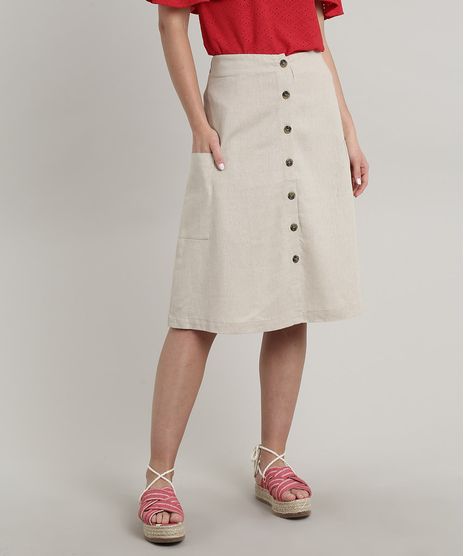 Saia-Feminina-Midi-em-Linho-com-Bolsos-Bege-Claro-9643847-Bege_Claro_1