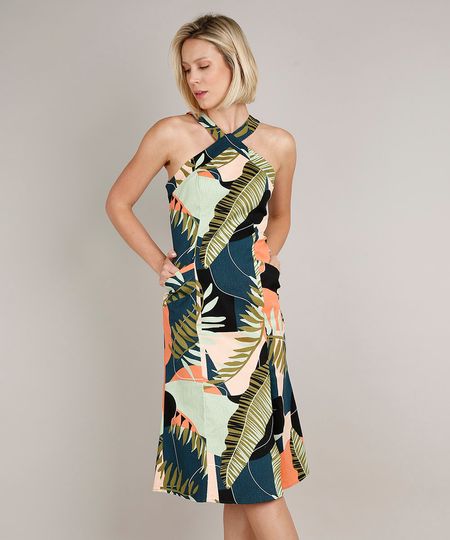 Vestido-Feminino-Midi-Halter-Neck-Estampado-de-Folhagem-com-Fenda-Azul-Petroleo-9638917-Azul_Petroleo_1