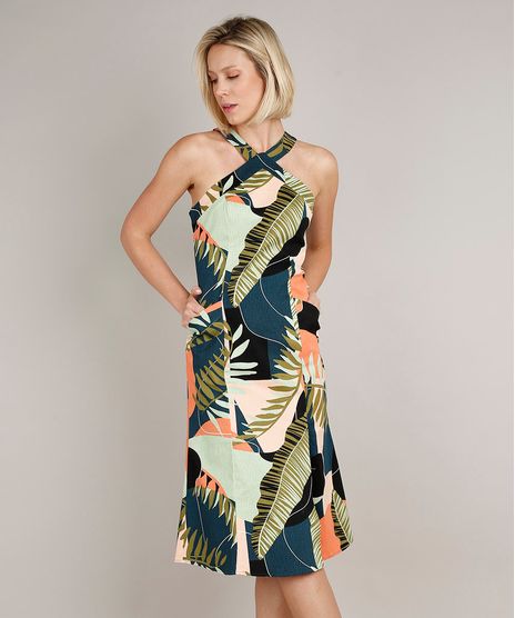 Vestido-Feminino-Midi-Halter-Neck-Estampado-de-Folhagem-com-Fenda-Azul-Petroleo-9638917-Azul_Petroleo_1