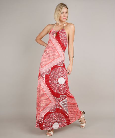 Vestido-Feminino-Longo-Frente-Unica-Estampado-de-Bandana-com-Corda-Vermelho-9700076-Vermelho_1