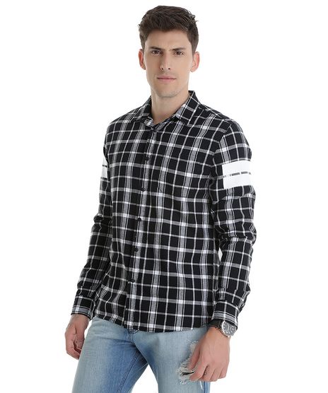 Camisa-Xadrez--Stop-Following-Me--Preta-8448691-Preto_1