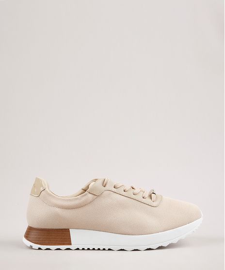 Tenis-Feminino-Via-Uno-Running-Bege-9675419-Bege_1