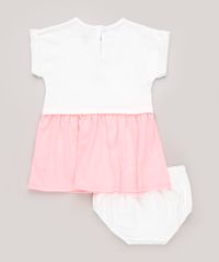 Vestido-Infantil-Minnie-Mouse-Neon-em-Moletom-Manga-Curta---Calcinha-Branco-9703054-Branco_2