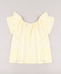 Blusa-Infantil-Estampada-Xadrez-Vichy-com-Babado-Manga-Curta-Amarela-9682740-Amarelo_2