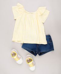 Blusa-Infantil-Estampada-Xadrez-Vichy-com-Babado-Manga-Curta-Amarela-9682740-Amarelo_3