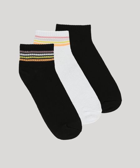 Kit-de-3-Meias-Femininas-Cano-Medio-com-Listras-em-Neon-Multicor-9741970-Multicor_1