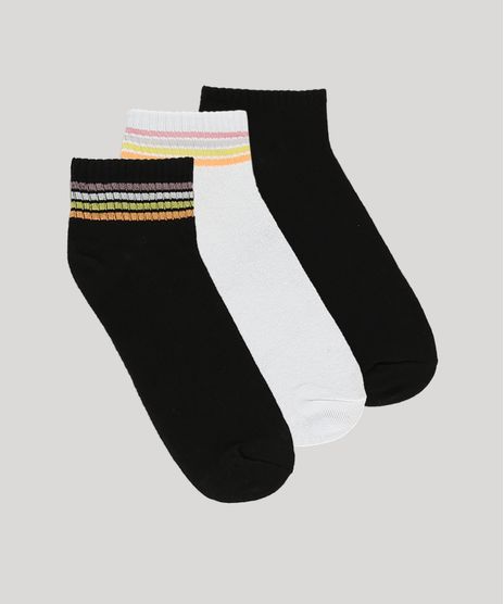 Kit-de-3-Meias-Femininas-Cano-Medio-com-Listras-em-Neon-Multicor-9741970-Multicor_1