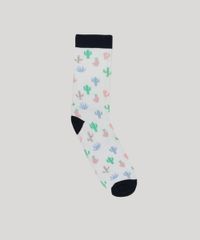 Meia-Feminina-Cano-Alto-Estampada-de-Cactos-Branca-9743080-Branco_1