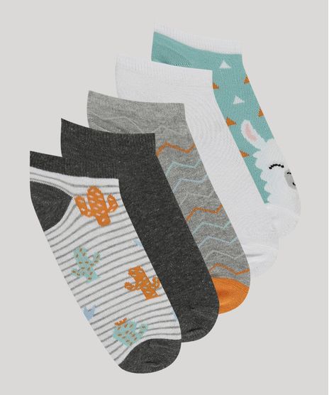 Kit-de-5-Meias-Femininas-Cano-Baixo-Lhama-Multicor-9743309-Multicor_1